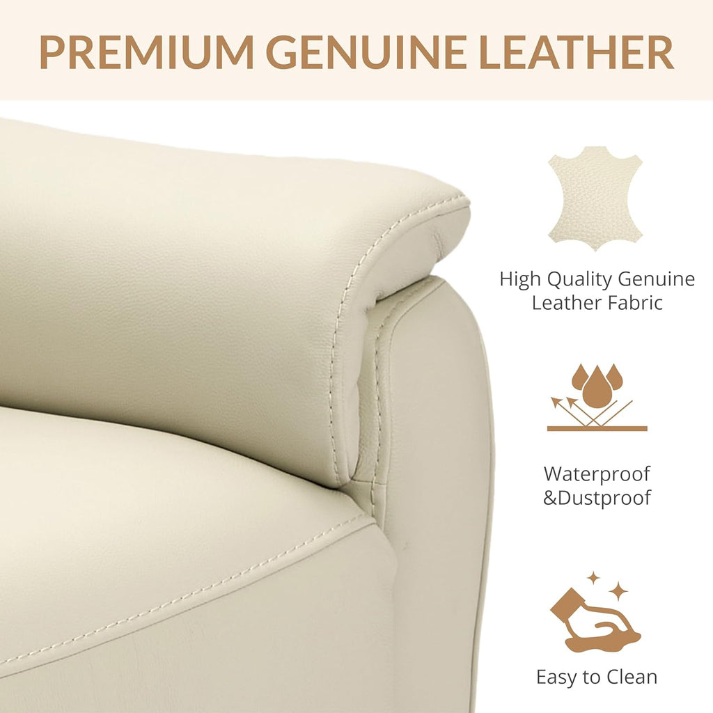 Genuine Leather Recliner Chair, Electric Power Recliner Chairs for Adults, Comfortable Single Sofa Chair with USB