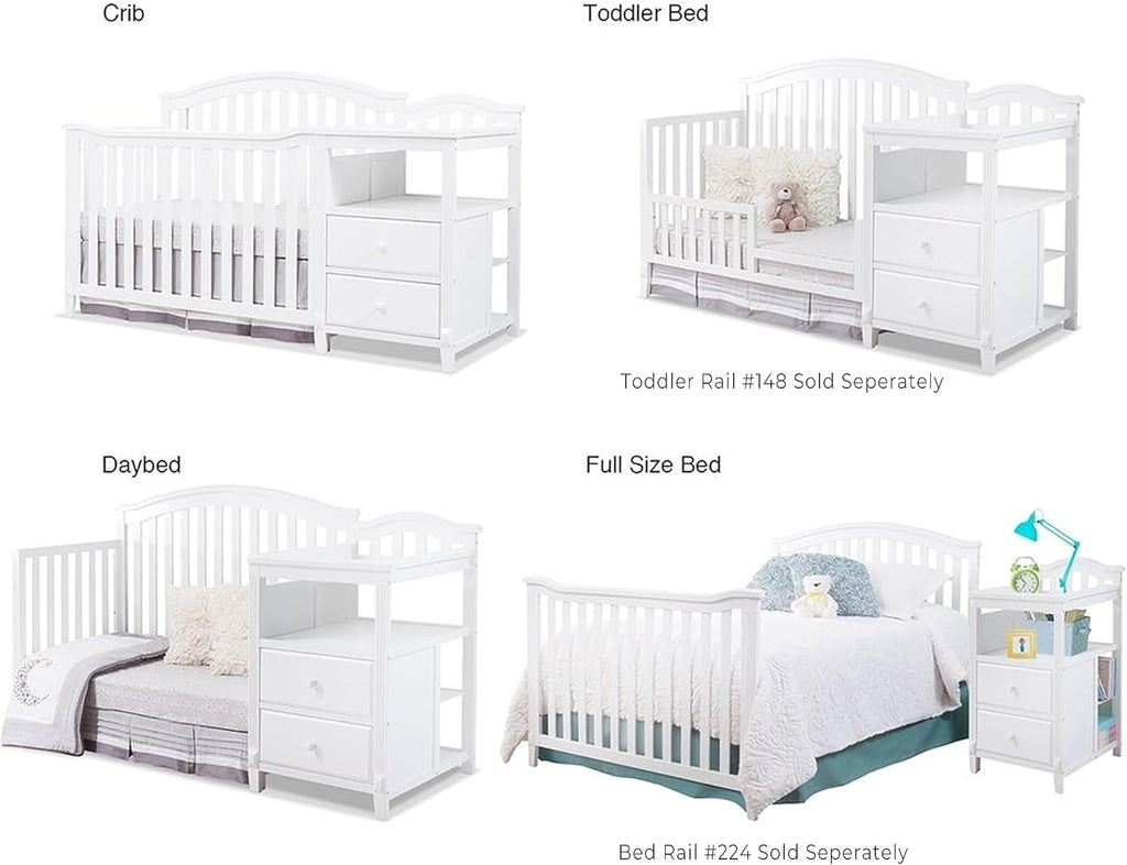 Berkley Crib and Changer with Slat Panel Back Classic -in- Convertible Diaper Changing Table Non-Toxic Finish Wooden