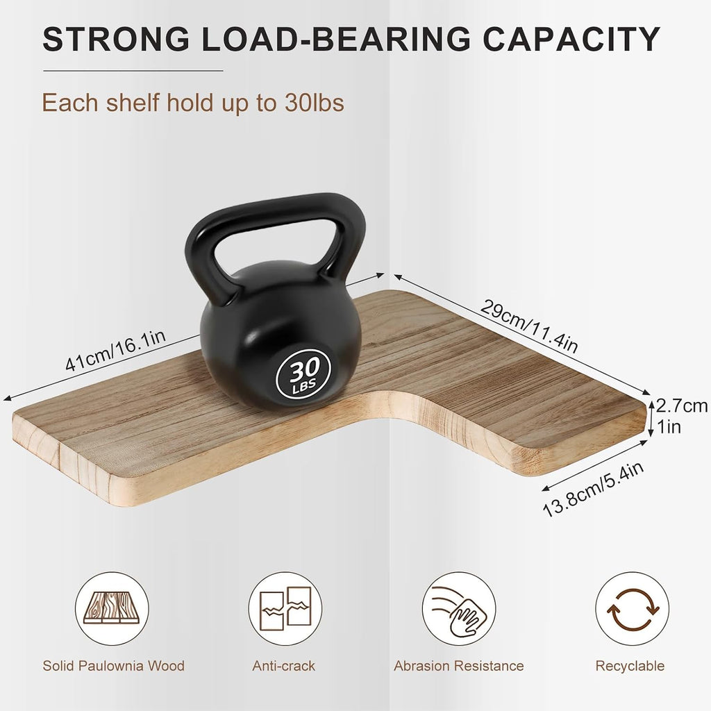 Floating Corner Shelves, Wall Shelf Set of 3, Shelves for Wall Storage, Solid Wood Shelves for Storage, Wall Mount
