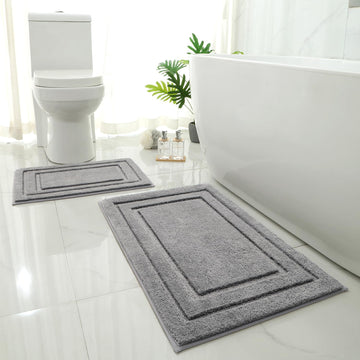 Bathroom Rugs Sets 2 Piece, Super Soft and Absorbent Non Slip Microfiber Machine Washable Bath Mat Set (20" x 32" +