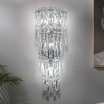 Wall Sconces,Modern Crystal Wall light Fixtures Indoor Luxury Chrome Wall Lamp,K9 Acrylic Crystal Drops Wall