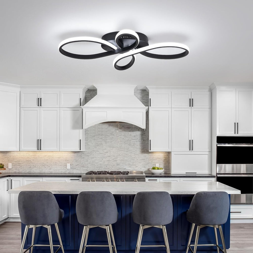 Modern LED Ceiling Light, Hallway Light Black Close to Ceiling Light Bedroom Balcony Bathroom Room (23.62Inch)