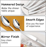 Hammered Silverware Set With Gift Box For 8 Cutlery Set Utensils Stainless Steel Flatware 40 Pieces Luxury Kitchen