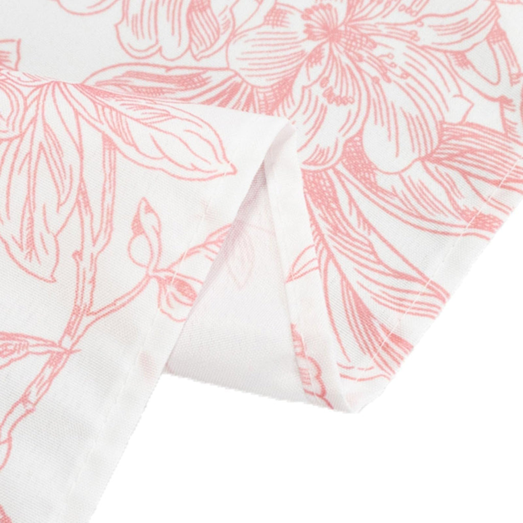 60x102 inch Tablecloth White Pink French Toile Polyester Rectangular Vintage Pastoral Floral Rustic Table Cloth