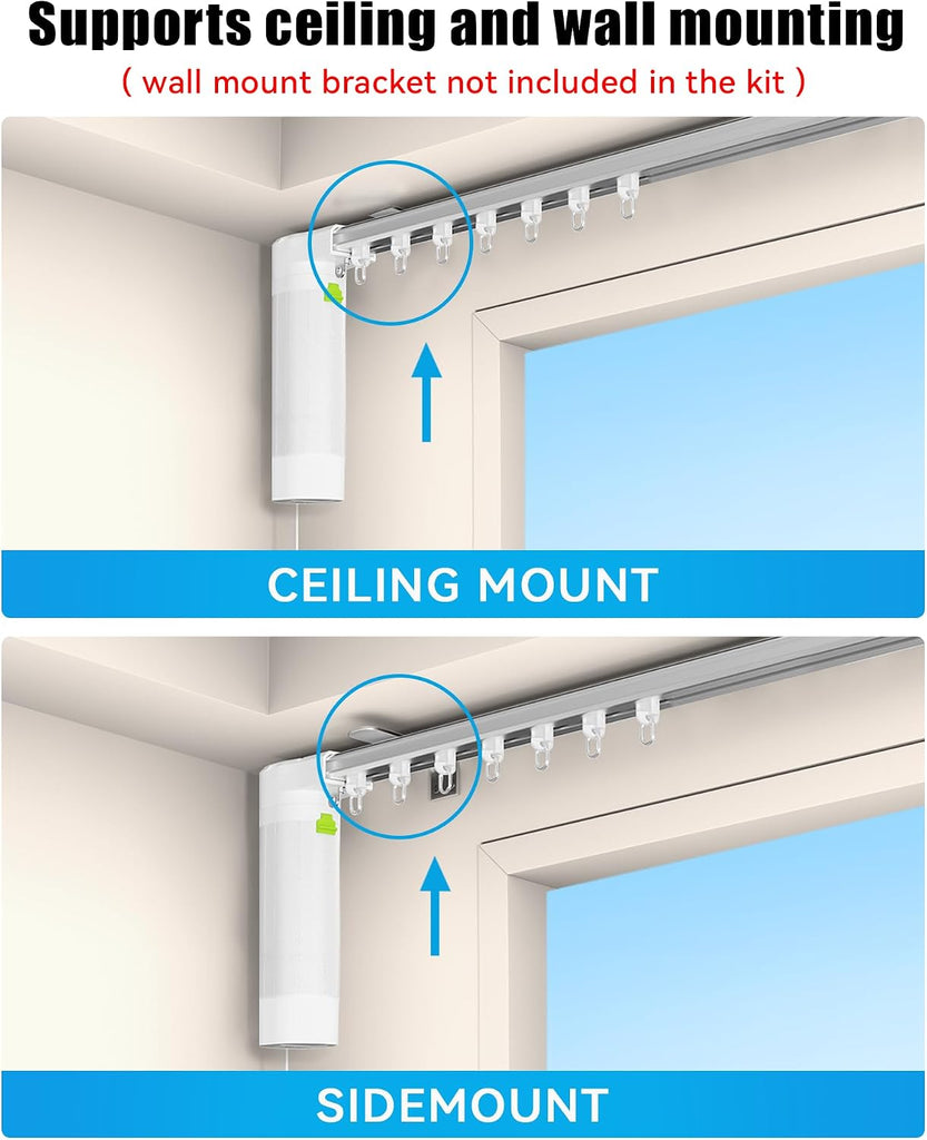 Curtain Rods for Windows up to 20"-165" Adjustable Length Electric Smart Curtain Track System with Remote, Motorized