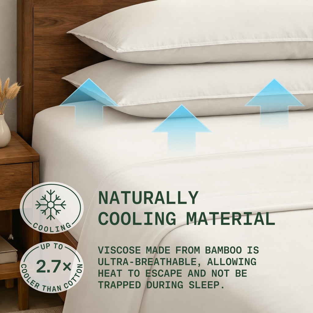 Sheets Set King Size - Silky Soft & Cooling - Light Beige