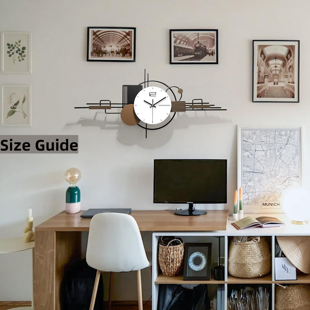Modern Wall Clock, Large Decorative Wall Clock, Creative Silent Clock Battery Operated Metal Wall Art