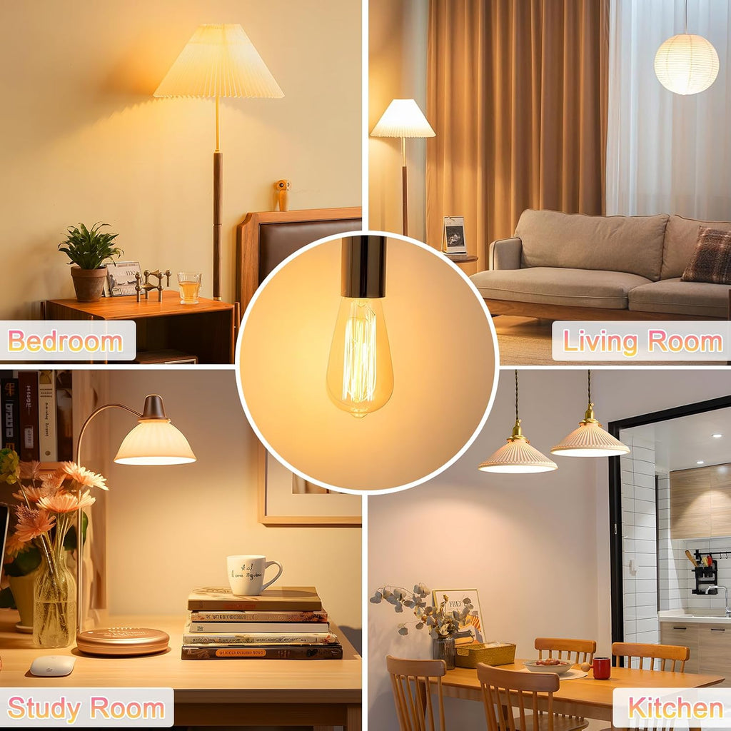 Edison Light Bulbs 5.5W, 60W Equivalent Dimmable Vintage LED Light Bulbs, 500LM E26 Medium Base Soft White 2700K LED (12 Pack)
