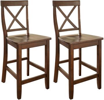 X-Back Wood Counter Stools, Set of 2, 24"