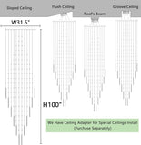 Glam Chandelier with LED Bulbs Crystal Raindrop High Ceiling Pendant Light for Entrance Large Villa Chandelier Foyer Lighting Fixtures Gold W32 x H100 A100-B0DJQHLWRM