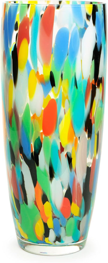 Murano Style Glass Vase Hand Blown Colorful Confetti Effect Home Decor AD3