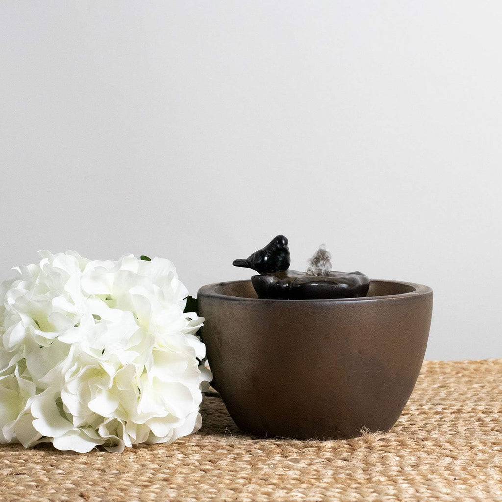 Foreside Bronze Bird on Leaf Indoor Water Fountain with Pump
