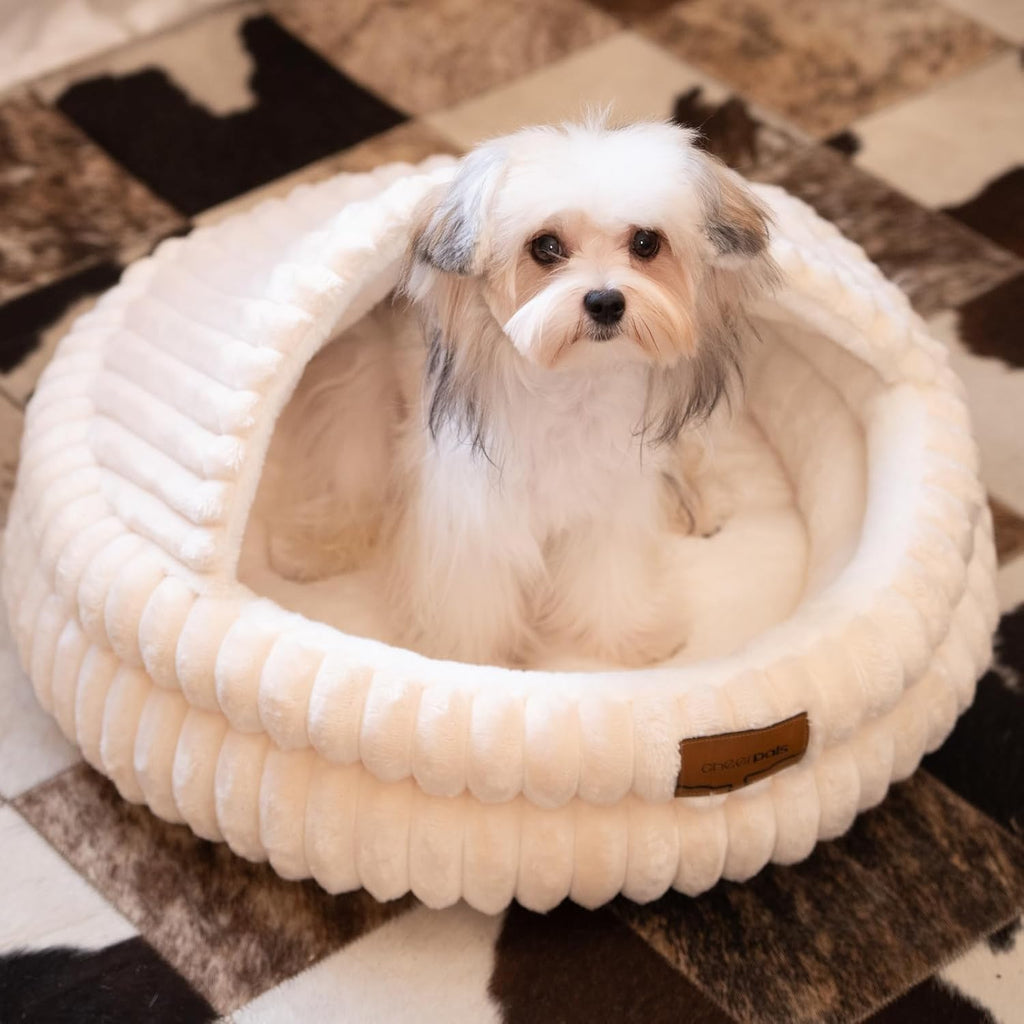 Cat Cave Bed for Indoor Cats, Washable Covered Cat Bed Hooded Kitty Bed Soft Fluffy Pet Bed for Puppy and Small