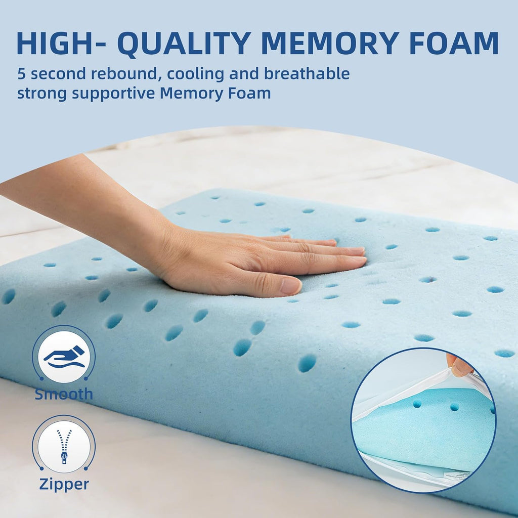 HIMOON Cooling Memory Foam Pillow, Bed Pillow for Sleeping, King, Breathable Memory Foam, Premium Support with