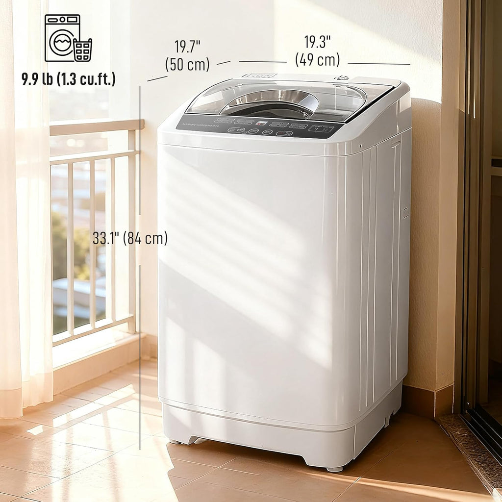 Portable Washing Machine, 1.3 Cu. Ft. Compact Washer with 8 Programs, 6 Water Levels, LED Display, Child Lock, Drain