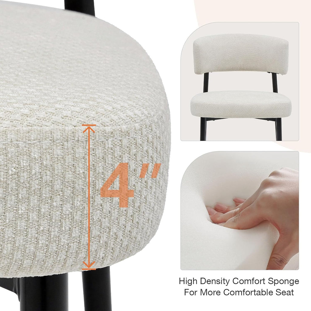 Dining Chairs Set of 4, Mid Century Modern Chair Round Upholstered Curved Backrest, Kitchen Vanity Living Room Chairs