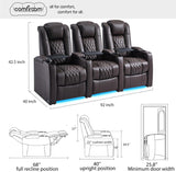 Home Theater Seating seats Classic Series Top Grain Nappa Leather Recliner Chair Dual Power Movie Theater Chairs