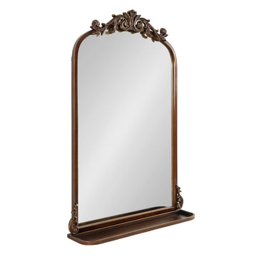 Arendahl Traditional Vintage Arch Mirror with Shelf; 21 x 32; Bronze; Baroque Antique Arched Wall Mirror with