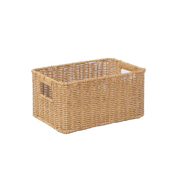 Rattan Storage Basket Pantry Baskets with Built-in Handles Wicker Baskets for Organizing Waterproof Woven Nature 12"