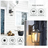 Outdoor Light Fixtures Wall Mount, Waterproof Exterior Wall Lanterns with Glass, Outside Wall Sconces