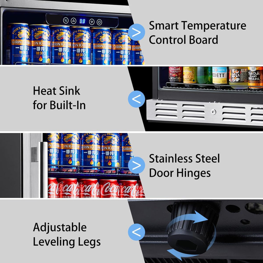 24 inch Beverage Refrigerator - 154 Cans Capacity Beverage Cooler