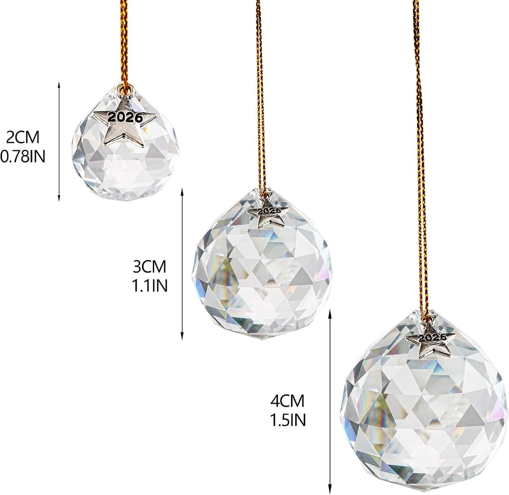 13pcs 2026 Crystal Ball Hanging Ornaments Chandelier Crystals - 20mm/30mm/40mm, Crystals for Suncatchers