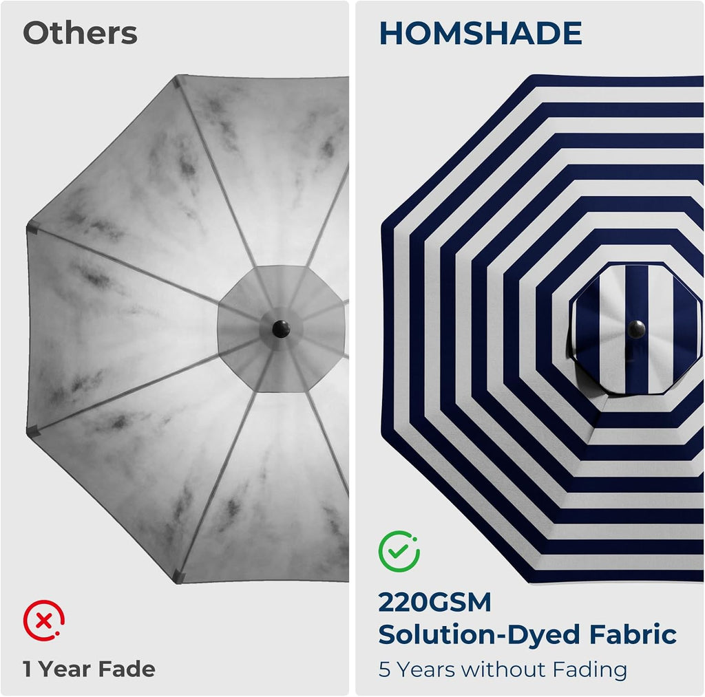 10ft Solar LED Cantilever Patio Umbrella with Base Included, Premium 220GSM Solution-Dyed Fabric