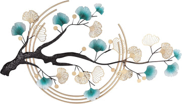 3D Ginkgo Tree Leaf Metal Wall Art, Ginkgo Leaf Metal Art Decor 3D Wall Sculpture with Baking Paint Process