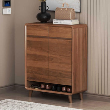 Hallway Storage Shoe Cabinet ,Wooden Storages Space-Saving Shelf,Organizer Rack,with Drawers,Fluted,with Adjustable