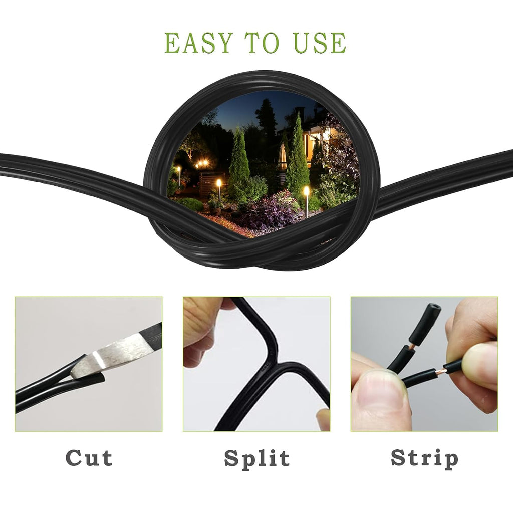 14/2 Low Voltage Landscape Lighting Wire 500ft, Pure Copper | UL & ETL listed 14/2 direct burial outdoor cable, 41