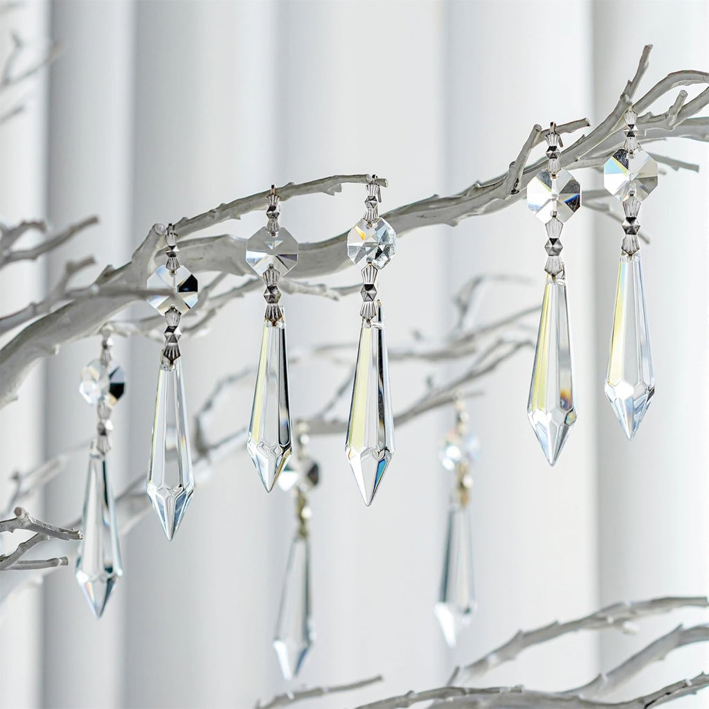 25 Pcs 55mm Crystal Icicle Prisms Chandelier Lamp Suncatcher Decor - Crystal Icicle Suncatcher Prisms 55mm with