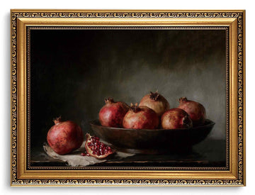 Vintage Gold Framed Kitchen Wall Art, Pomegranate Oil Painting Wall Decor