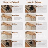 Solid Wood Extendable Dining Table for 4-8 People with Seamless Extension from 47.2 to 63 Inches, Easy Assembly