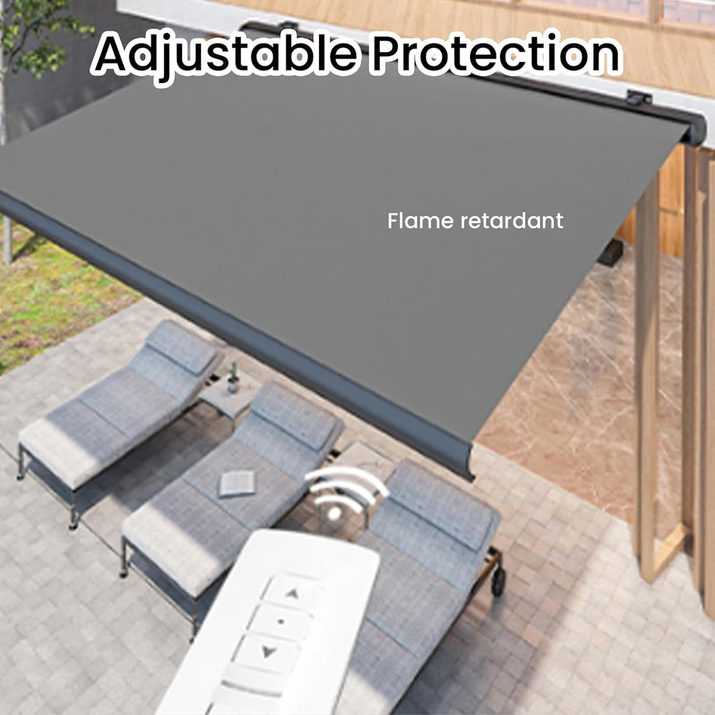 6.5'×5' Patio Awning Retractable, Sun Shade Shelter Cover Patio Canopy Sunsetter Awnings Deck Yard, Fully Assembled