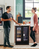 French Door Beverage Refrigerator, 24 Inch Dual Zone Built-in Fridge with Glass 