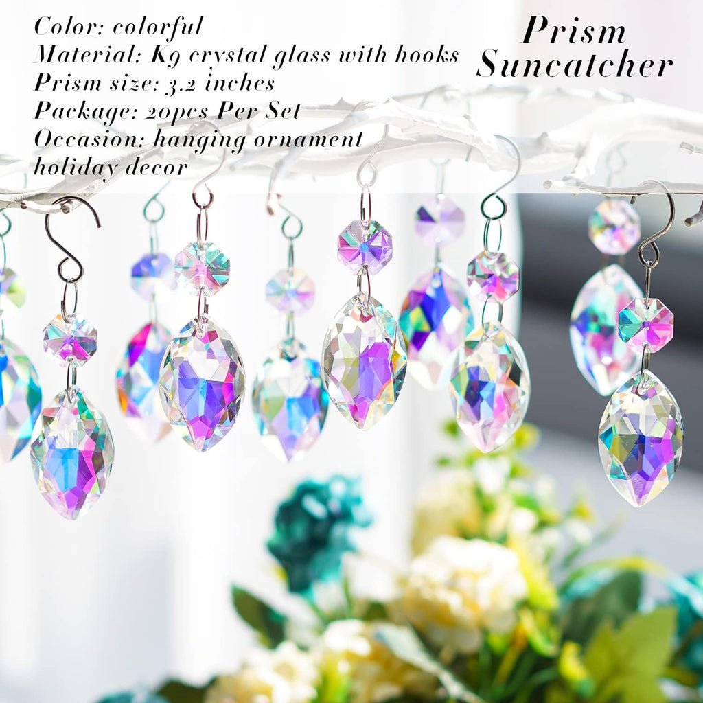 20pcs 38mm Horse Eye Chandelier Crystals, Crystal Chandelier Prisms Pendants Parts Connected Glass Octagon Beads Hanging