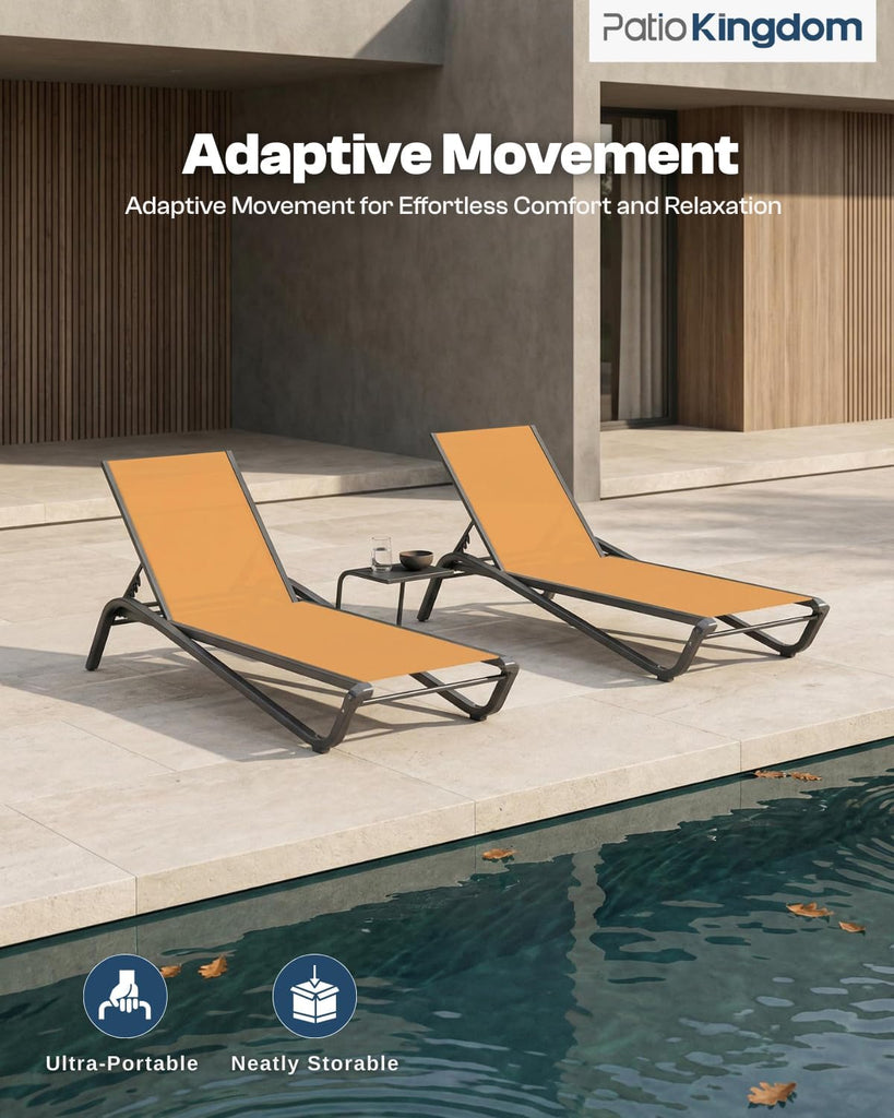 Adjustable Patio Chaise Lounge Chair, Outdoor Pool Lounger & Tanning, All-Weather Textilene Sun Bed, Rust-Proof