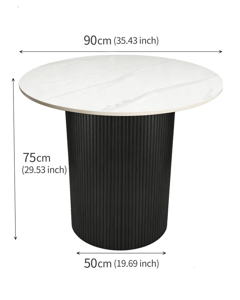35.4" Round Dining Table with Marble Top and Metal Base | White Circle Modern Pedestal Tables Dining Set, or