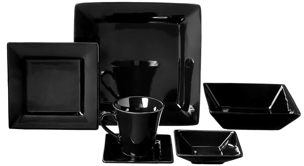 Nova Square 45 pc Dinnerware Set, Black