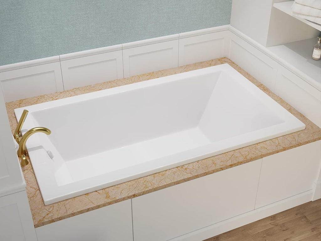 Illyrian AZ3272VNS 32" x 72" Soaker Acrylic Rectangle Drop-In Bathtub - Easy Installation - Smooth Glossy Ultra White