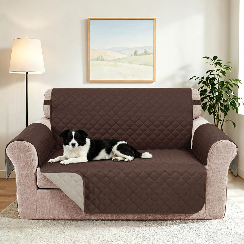 Loveseat Couch Cover for Dogs, Chocolate/Beige