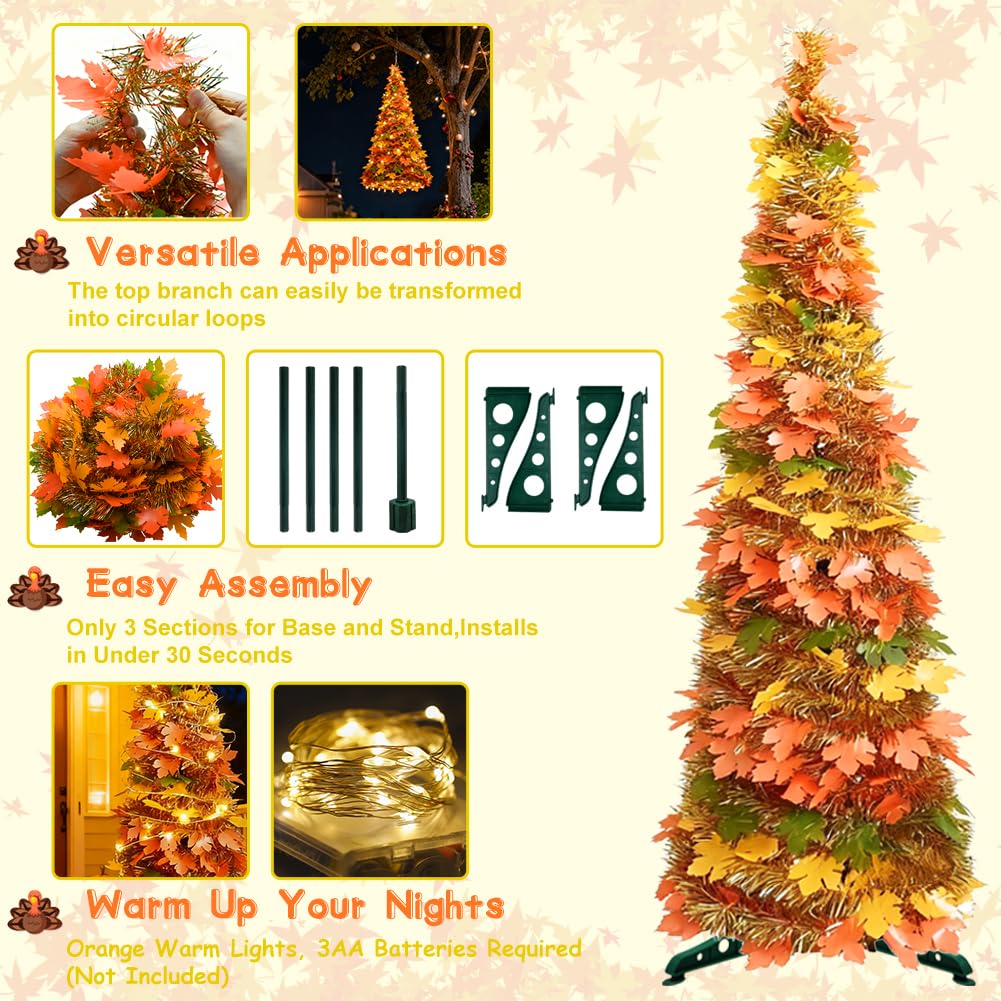 5.2FT Fall Tree Fall Decor, Thanksgiving Maples Tree for Fall Porch Decor, Thanksgiving Decorations