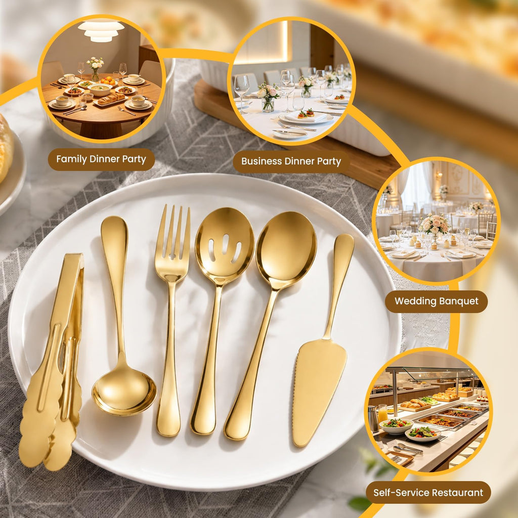 Gold Serving Utensils Set, Serving Spoons for Buffet