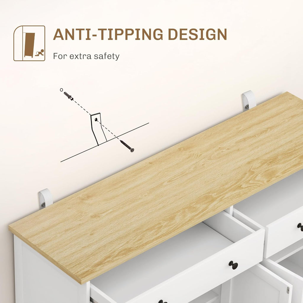 Sideboard Buffet Cabinet with Storage, 55" Modern Kitchen Cabinet with 4 Doors, 2 Drawers and 2 Adjustable Shelves