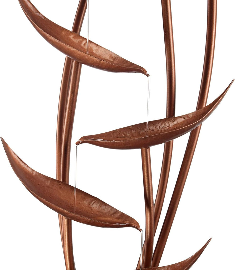 Ashton Tiered Copper Leaves 41" High Large Modern Indoor Outdoor Cottage Core Decor Resin Floor Fountain Standing