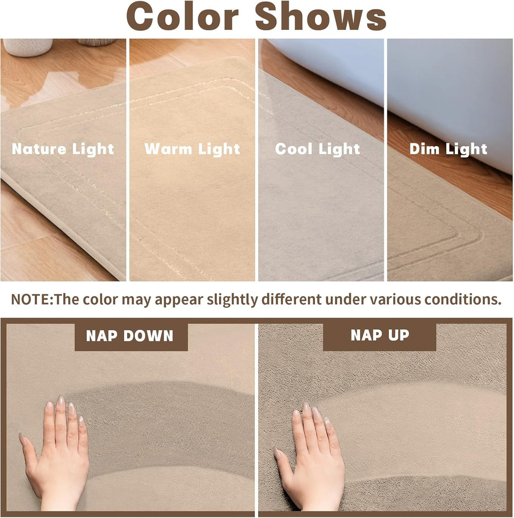 Memory Foam Bath Mat Set, Bathroom Rugs Sets 3 Pieces, Non Slip Bath Mats , Super Soft and Water Absorbent Bath Rug