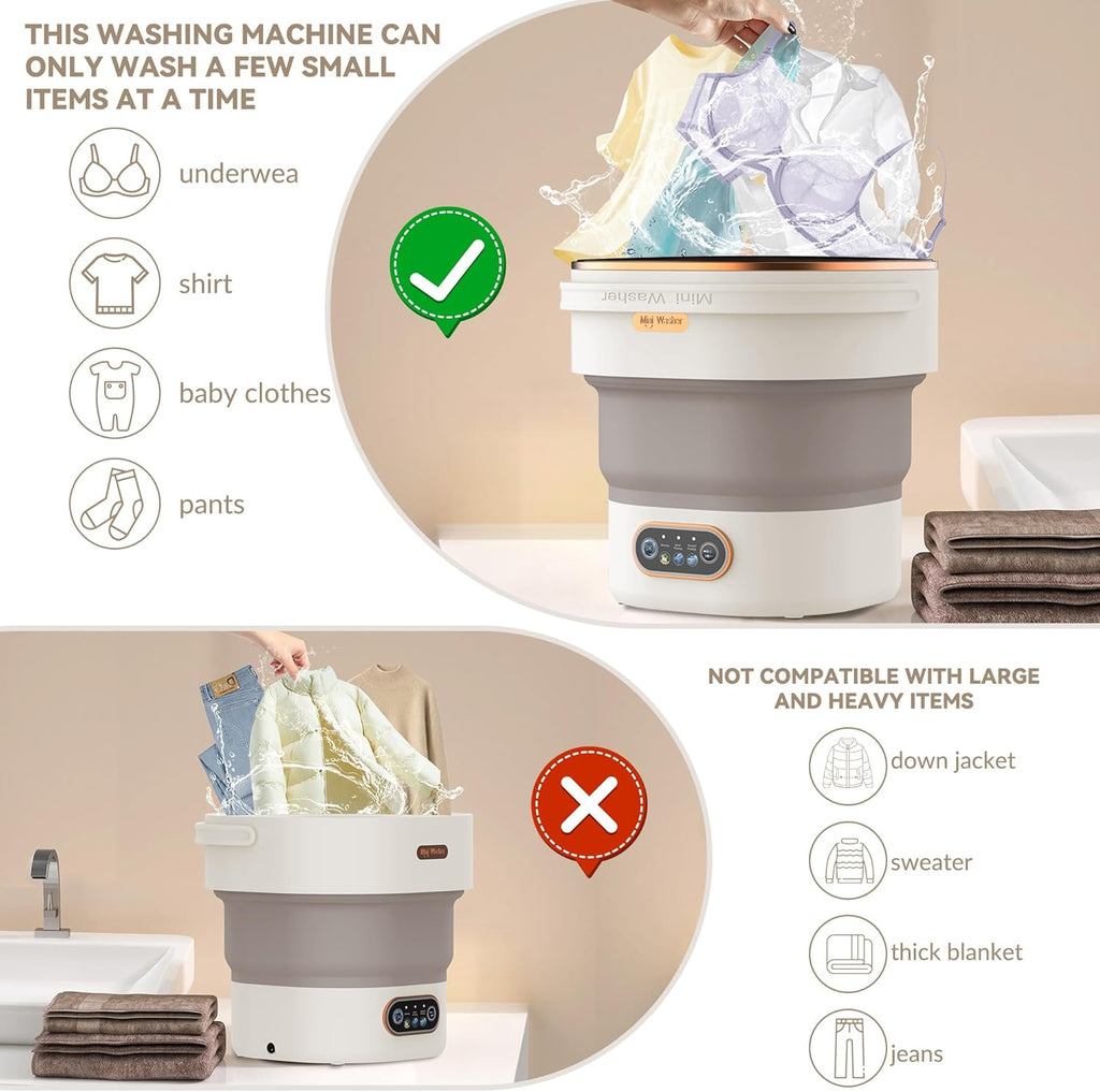 Portable Mini Washing Machine, 16L Upgraded Foldable Laundry Machine with Spin Basket, 3 Cleaning Modes & Deep