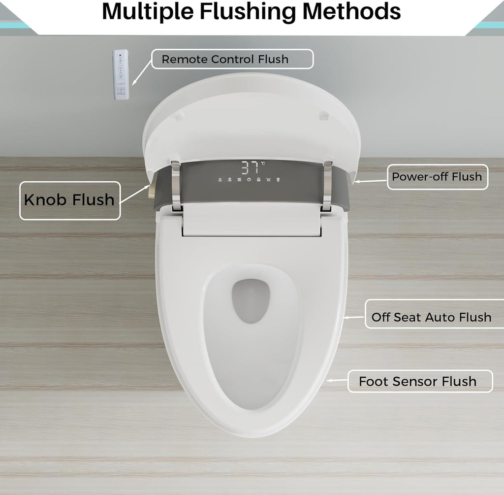 Smart Toilet With Bidet, One-Piece Elongated, Auto Open/Close & Flush, Heated Seat, Front & Rear Wash