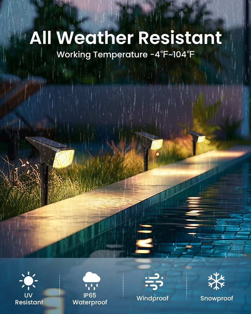 Spot Lights Outdoor Waterproof, Solar Spotlights 10 Pack Warm White | Solar Landscape Spotlights Outdoor, Compact