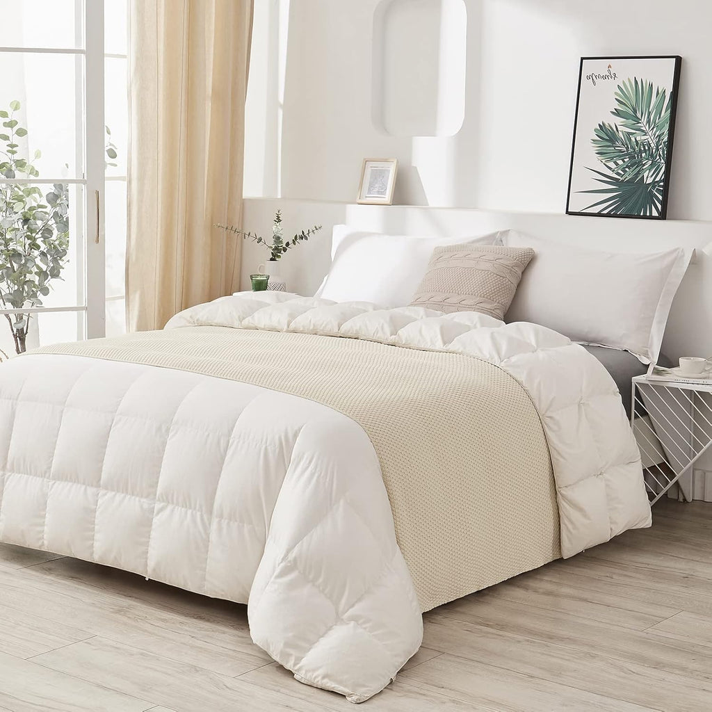 100% Cotton Knitted Throw Blanket - Cream, Soft & Cozy, Machine Washable, 60"x80"